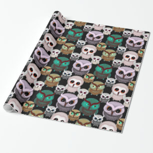 Cute Owl Illustrations Pattern Wrapping Paper