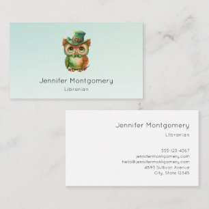Cute Owl in a Green Top Hat Business Card