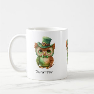 Cute Owl in a Green Top Hat Coffee Mug