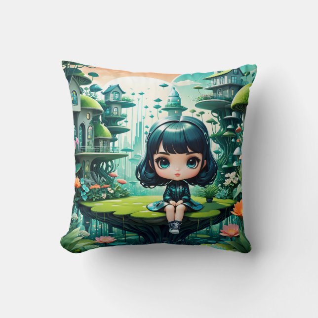 Cute Owl in Colourful Beanie Cushion (Front)