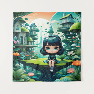 Cute Owl in Colourful Beanie Tapestry