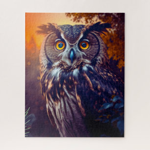 Cute Owl in Forest Nature Wildlife Bird Animal Jigsaw Puzzle