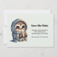 Cute Owl in Winter with Coffee