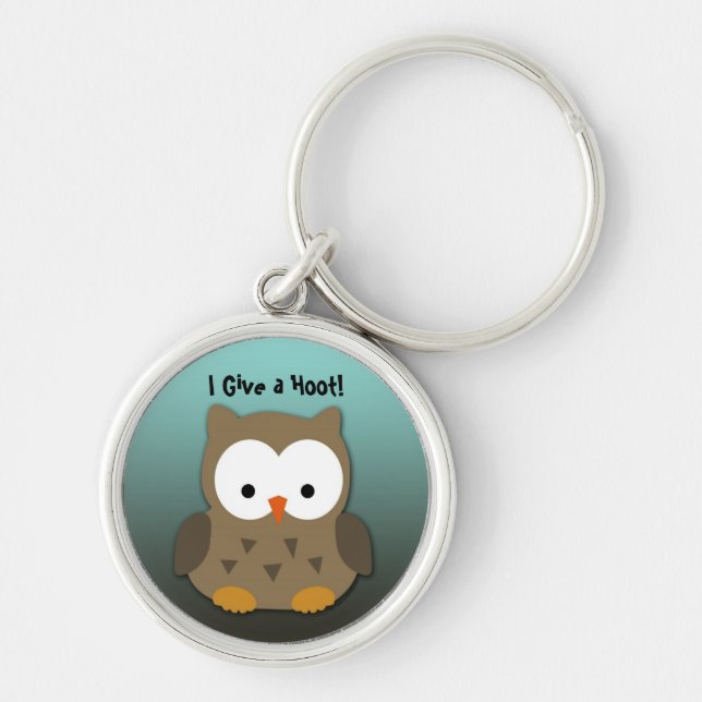 Cute Owl Keychain With Custom Text (Front)