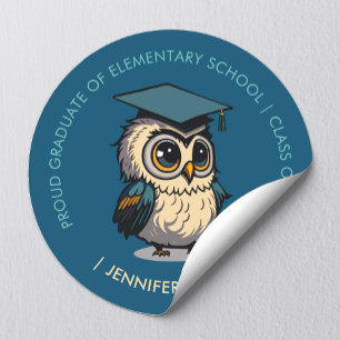 Cute Owl Kids Graduation   Back To School Classic Round Sticker