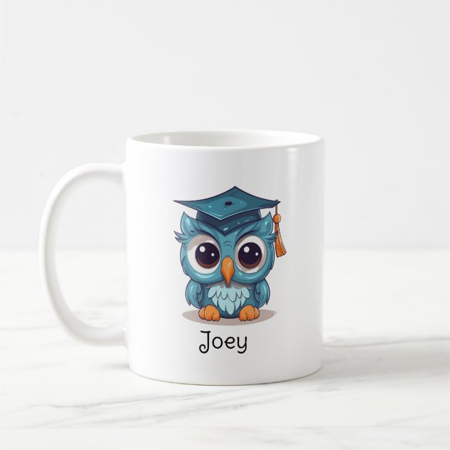 Cute Owl Kindergarten Graduate Coffee Mug (Left)