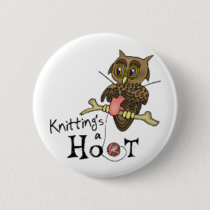 Cute Owl Knitting Button