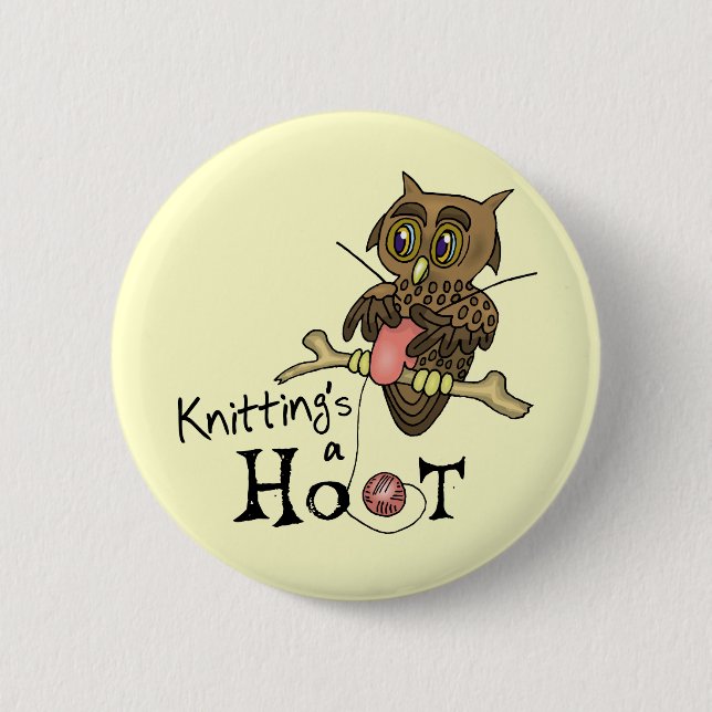 Cute Owl Knitting Button (Front)