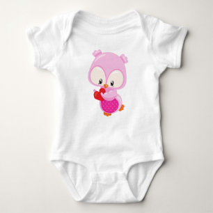 Cute Owl, Little Owl, Hearts, Owl In Love Baby Bodysuit