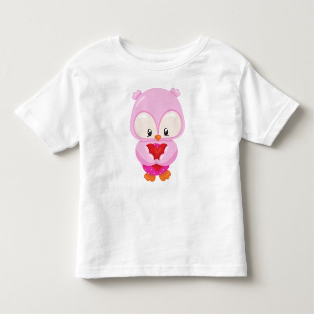 Cute Owl, Little Owl, Owl In Love, Hearts Toddler T-Shirt (Front)