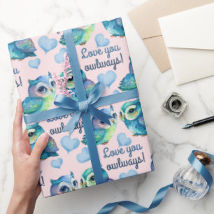 Cute Owl Love You Owlways Colorful Wrapping Paper