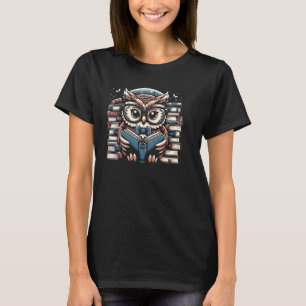 Cute Owl Lover Nocturnal Bird Wildlife Animal Read T-Shirt