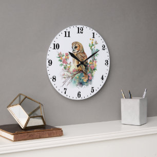 cute owl lovers bird  large clock