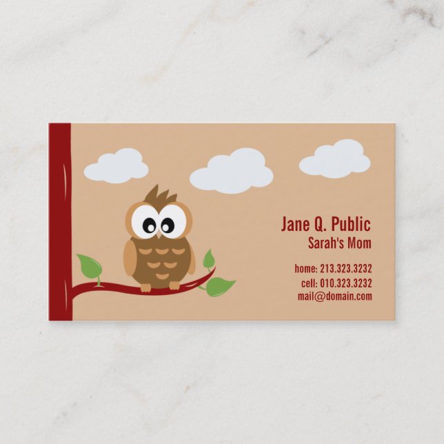 Cute Owl Mummy Calling Card (Front)