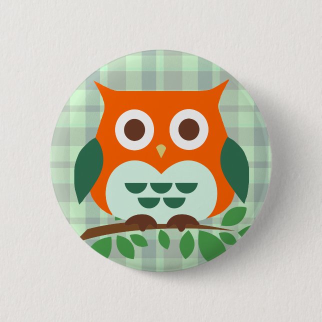 Cute Owl on a Branch 6 Cm Round Badge (Front)
