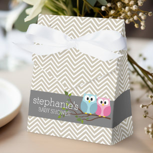 Cute Owl on Branch Baby Girl or Boy Shower Favour Box