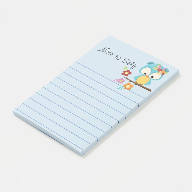 Cute Owl on Branch Personalised Post-it Notes (Angled)
