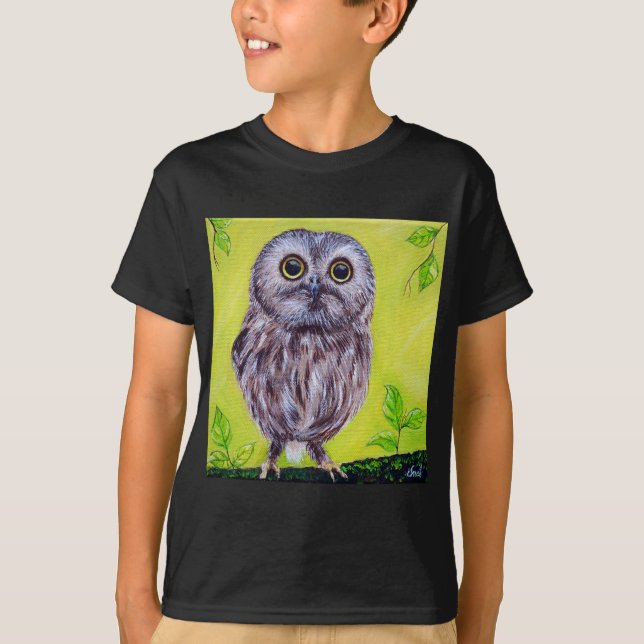 Cute Owl Painting T-Shirt (Front)