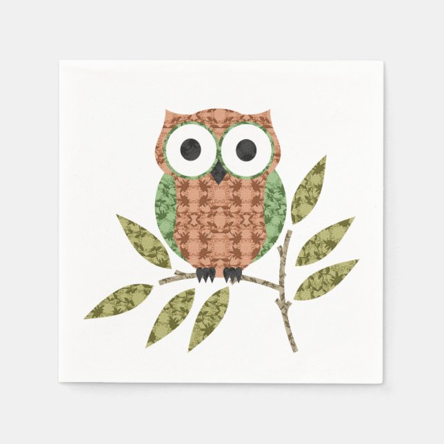 Cute Owl  Paper Napkins (Front)