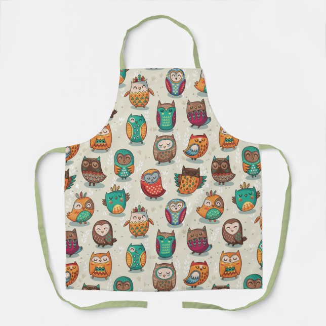 Cute Owl Pattern Apron (Front)