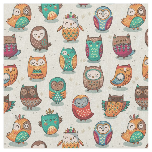 Cute Owl Pattern Fabric (Close Up)