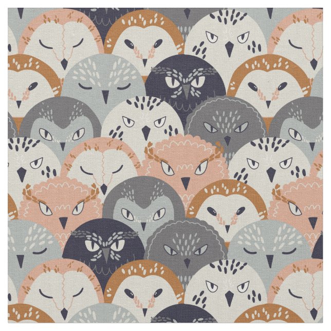 Cute Owl Pattern Fabric (Close Up)
