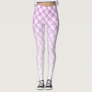 Cute owl pattern on pastel pink white ombre leggings