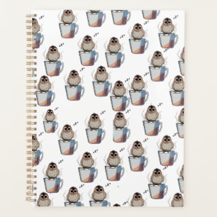 Cute Owl Pattern Pencil Sketch Planner