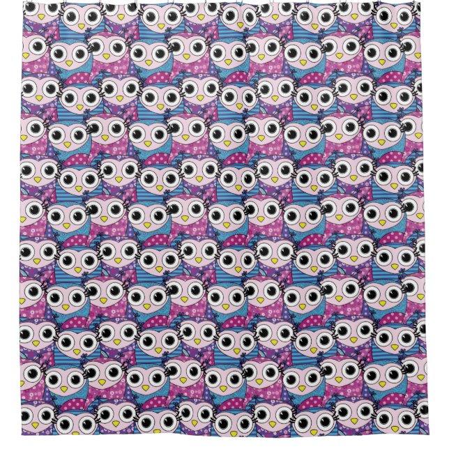 Cute Owl Pattern Shower Curtain (Front)