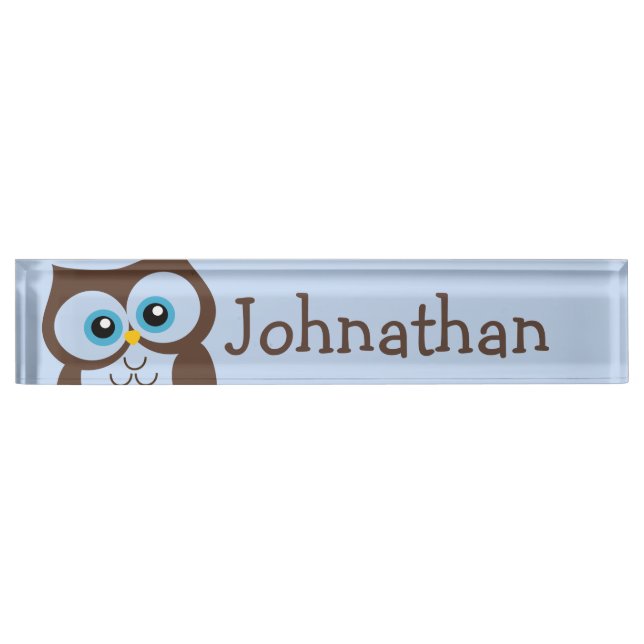 Cute Owl Personalised Nameplate (Front)