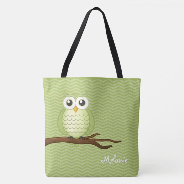 Cute Owl | Personalizble Tote Bag (Front)