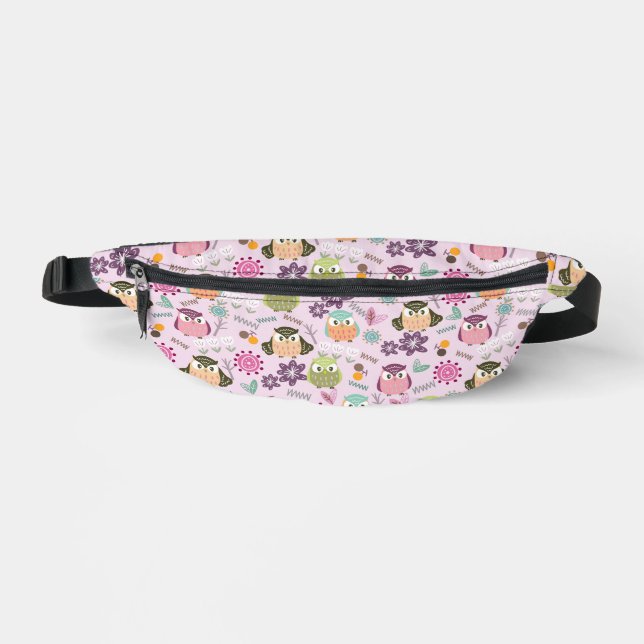 Cute Owl Pink  Bum Bags (Front)