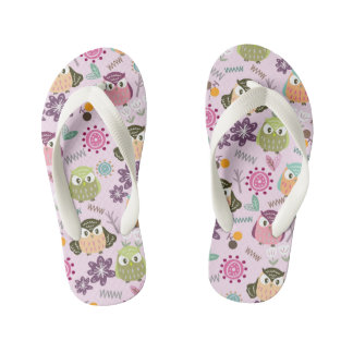 Cute Owl Pink. Kid's Flip Flops