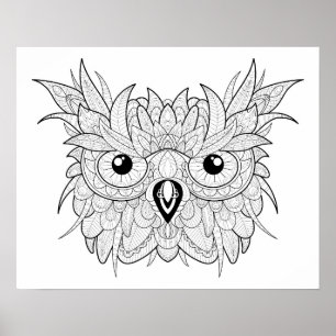 Cute Owl Portrait Doodle 2 Poster