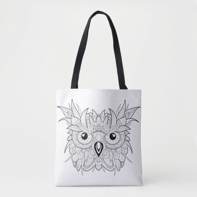 Cute Owl Portrait Doodle 2 Tote Bag (Front)
