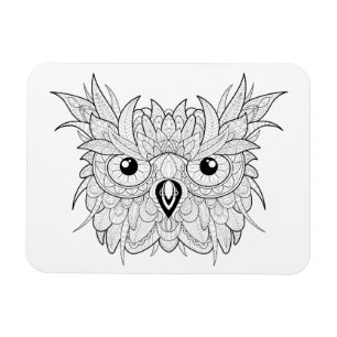 Cute Owl Portrait Doodle Magnet