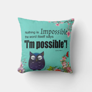 Cute Owl Positive Life Quotes Cushion