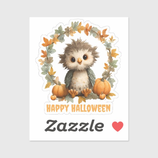 Cute Owl Pumpkin Happy Halloween Design (Sheet)