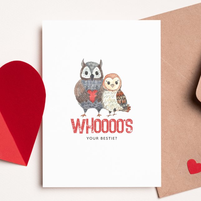 Cute Owl Pun Bestie Valentine's Day Card (Creator Uploaded)