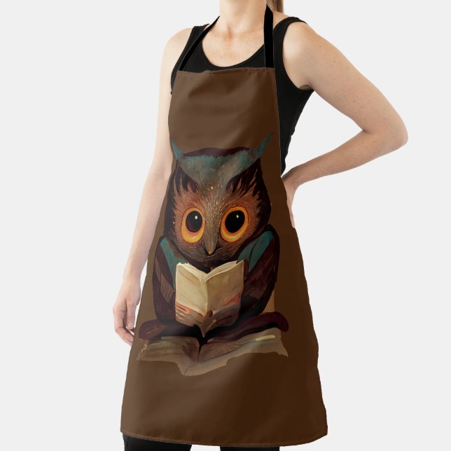 Cute Owl Reading a Book Apron (Insitu)