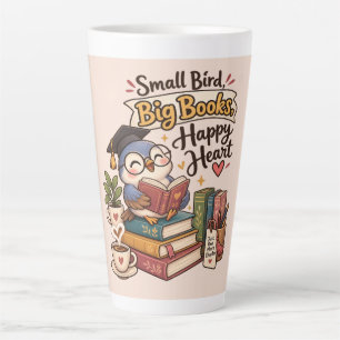 Cute Owl Reading Books Illustration  Latte Mug
