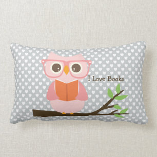 Cute Owl Reading Lumbar Cushion