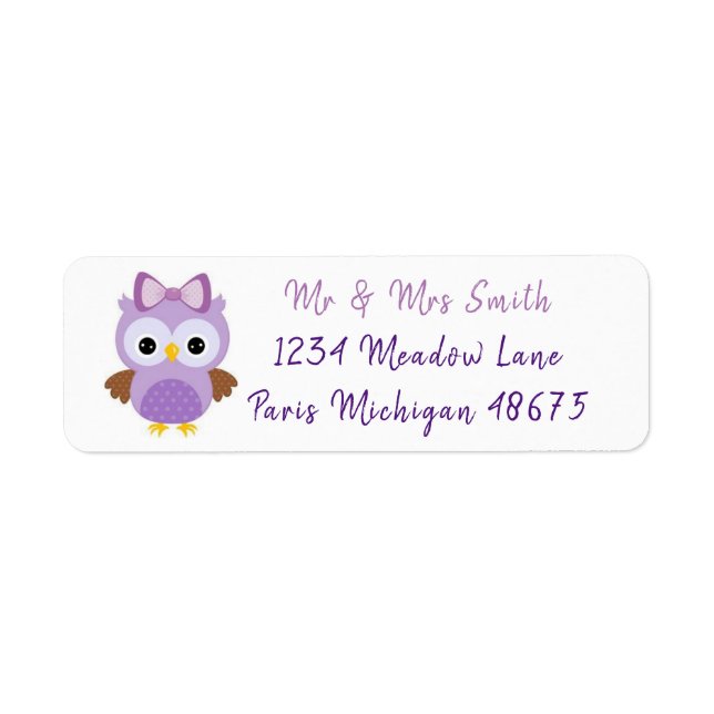 Cute Owl Return Address Label (Front)