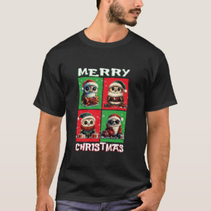 Cute Owl Santa Animals Lover Merry Christmas Tree T-Shirt