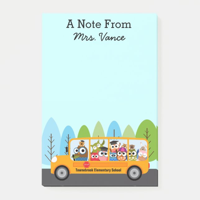 Cute Owl School Bus Driver Post-it Notes (Front)