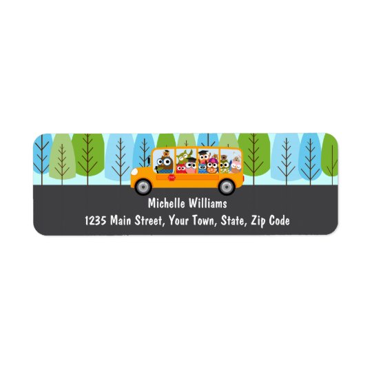 Cute Owl School Bus Driver Return Address Label