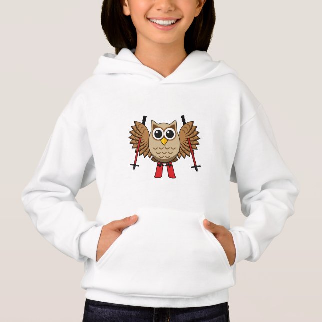 Cute Owl Skiing Cartoon (Front)