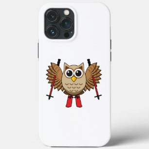 Cute Owl Skiing Cartoon iPhone 13 Pro Max Case