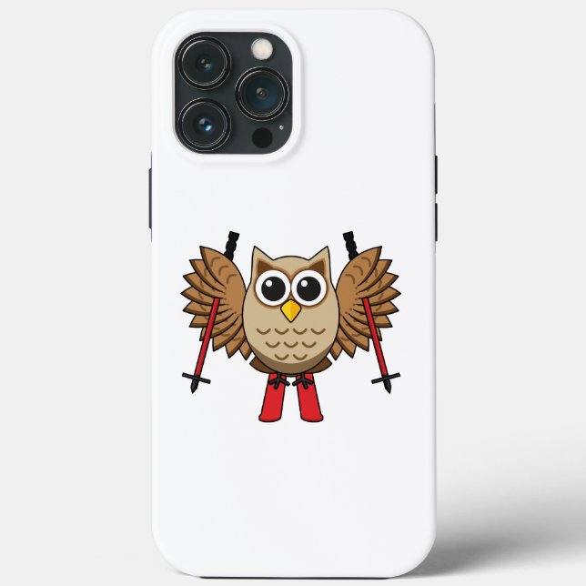 Cute Owl Skiing Cartoon Case-Mate iPhone Case (Back)