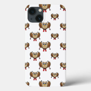 Cute Owl Skiing Cartoon iPhone 13 Case